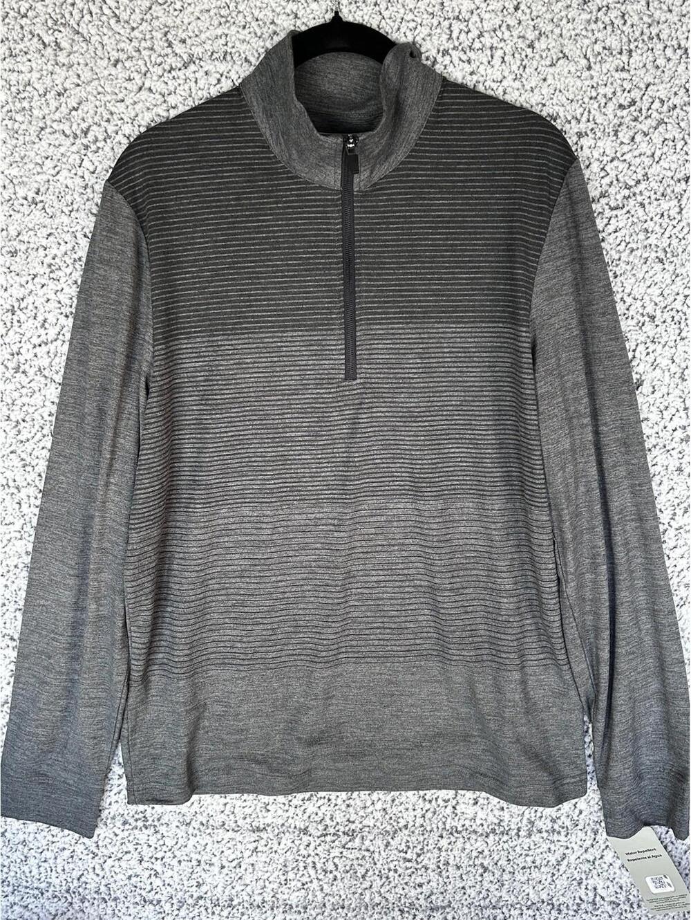 PGA Tour Mens Quarter Zip Pullover Small Gray Iron Caviar Stretch Golf Top